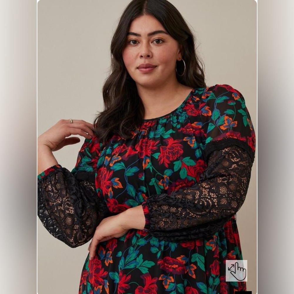 Torrid Chiffon Peasant Dress NWT